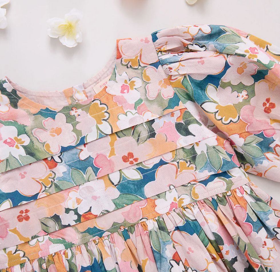 girls evelyn dress - watercolor floral