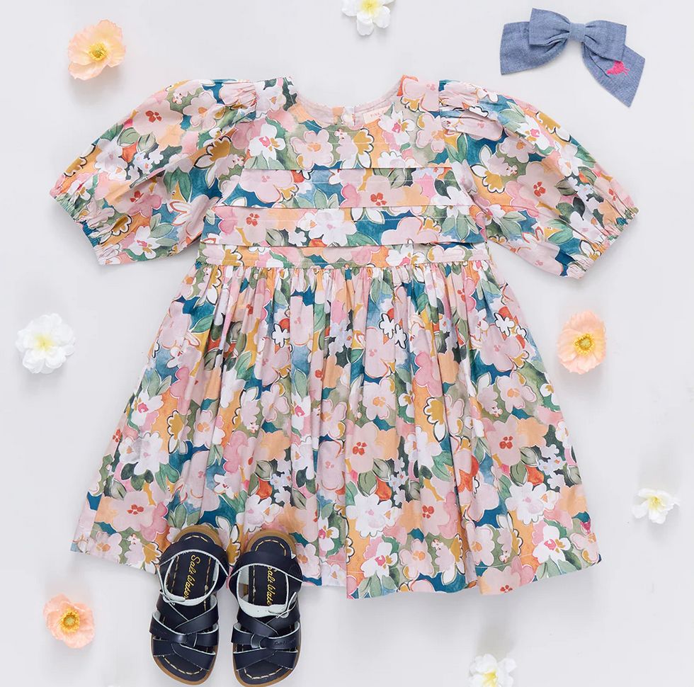 girls evelyn dress - watercolor floral