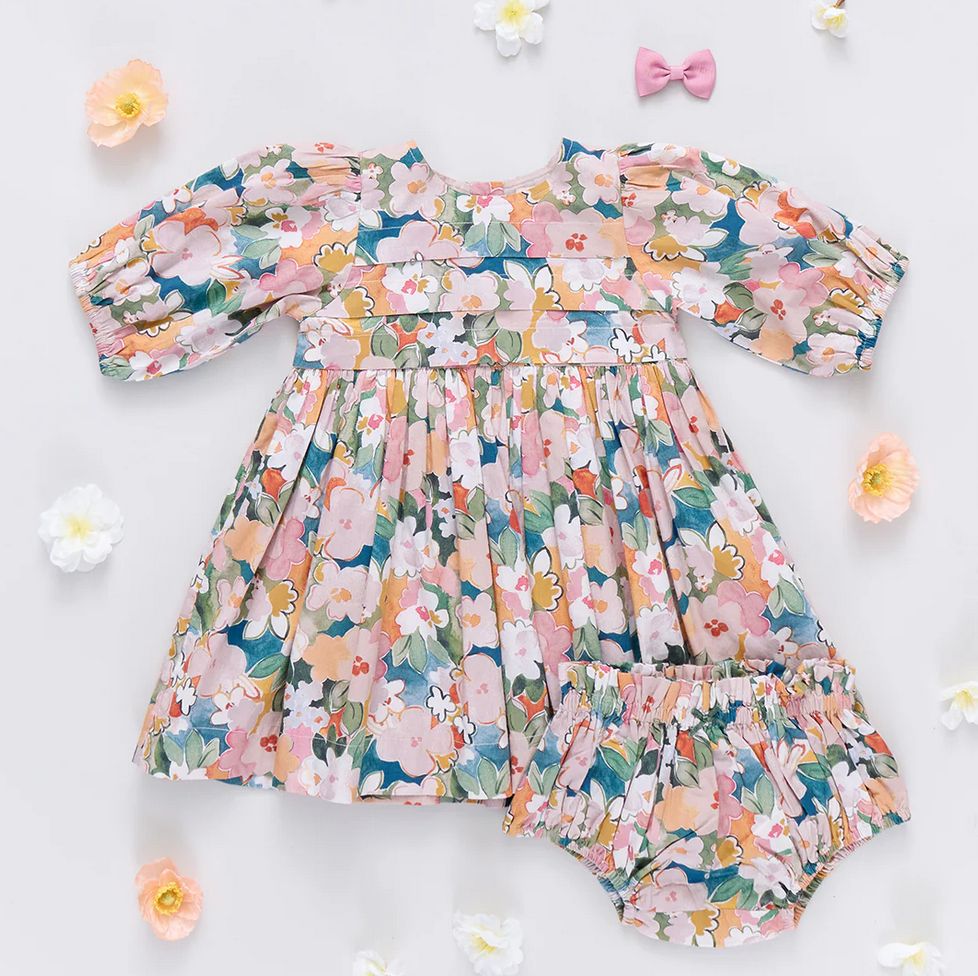 baby girls evelyn dress set - watercolor floral