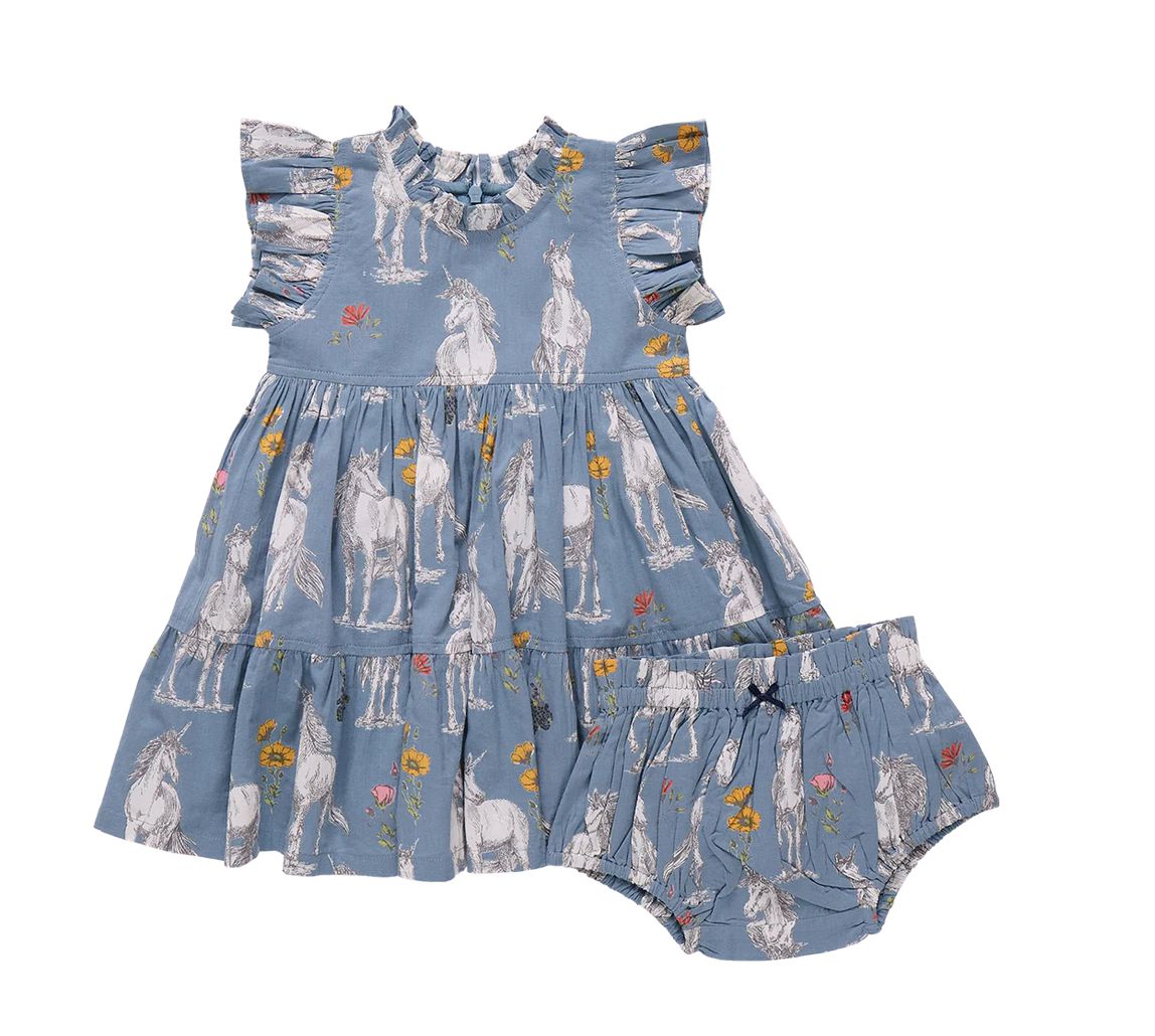baby girls jennifer dress set - unicorn field