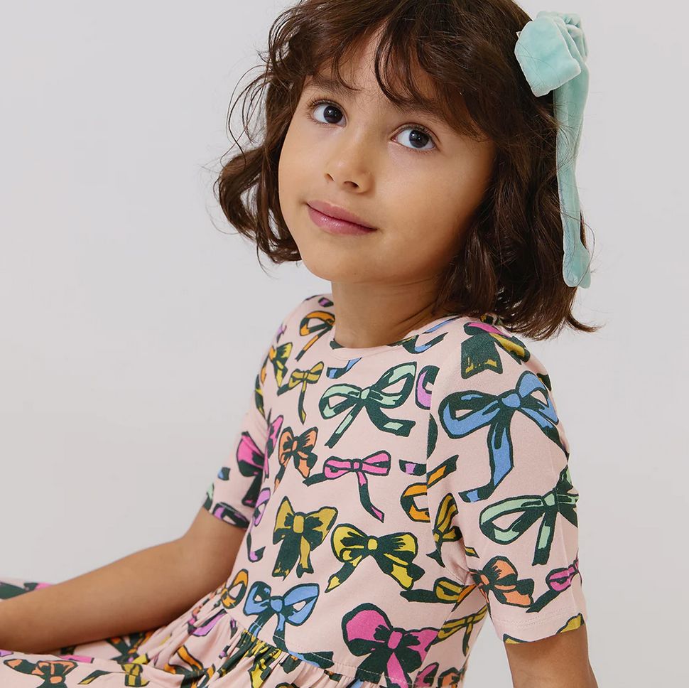 girls bamboo steph dress - multi bows