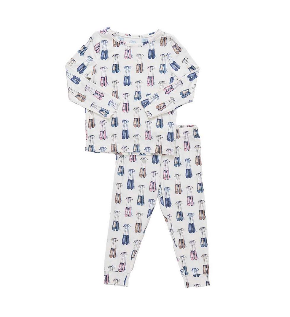 kids bamboo pj set - ballet slippers