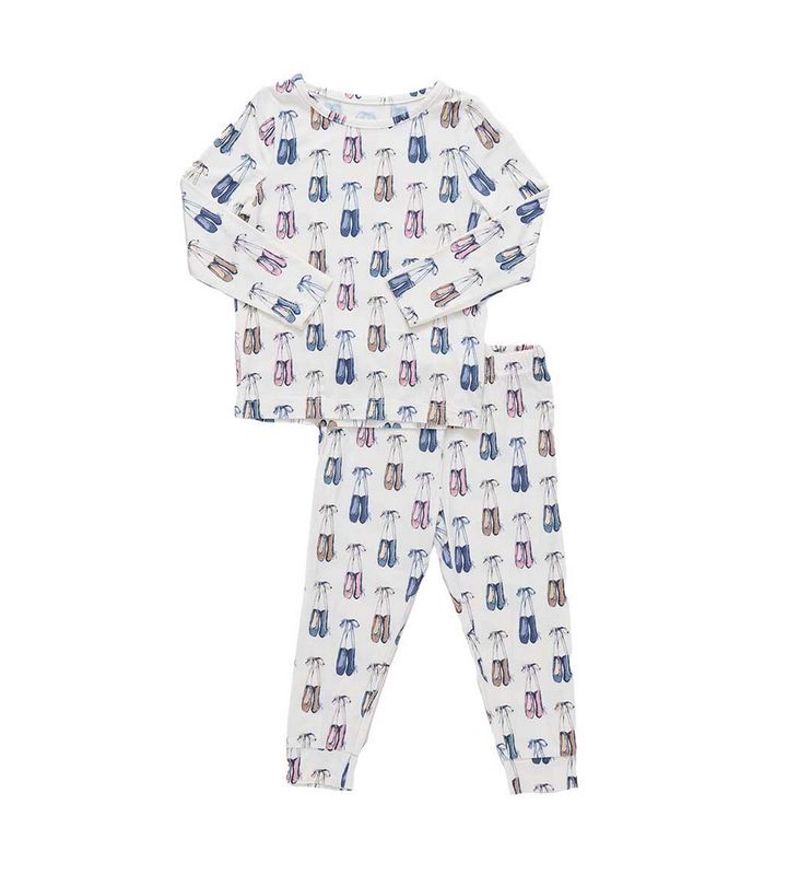 kids bamboo pj set - ballet slippers