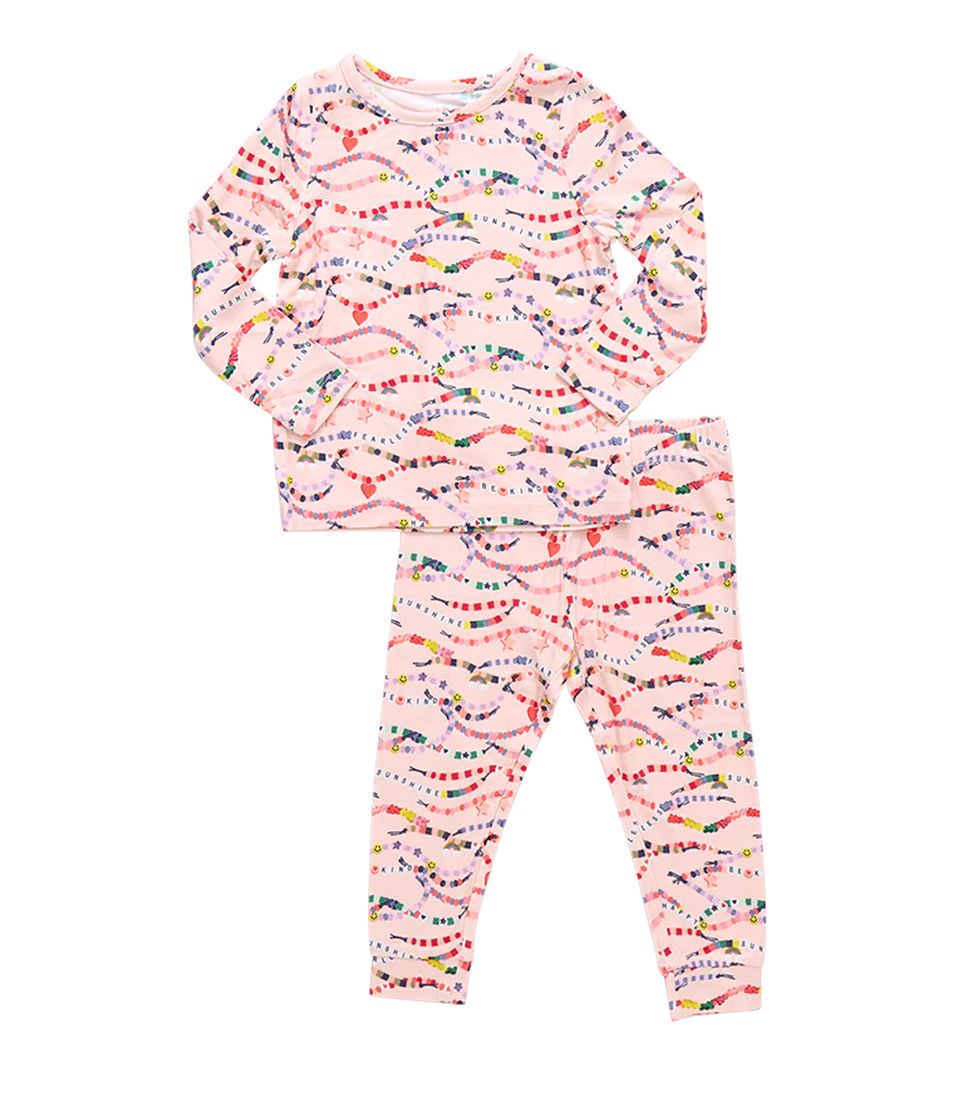 kids bamboo pj set - friendship bracelet era, Size: 4Y, Color: friendship bracelet