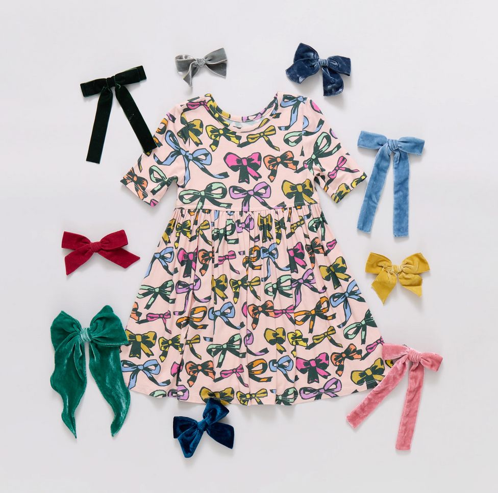girls bamboo steph dress - multi bows