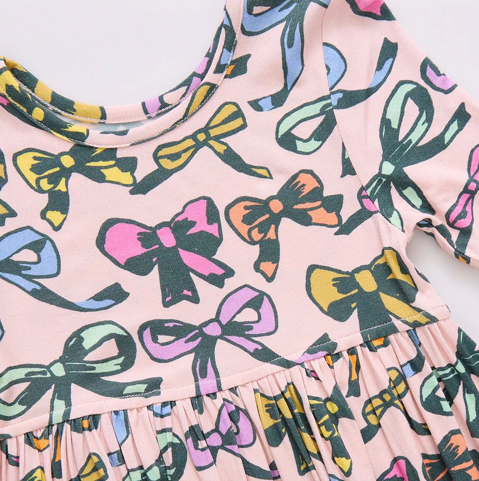 girls bamboo steph dress - multi bows