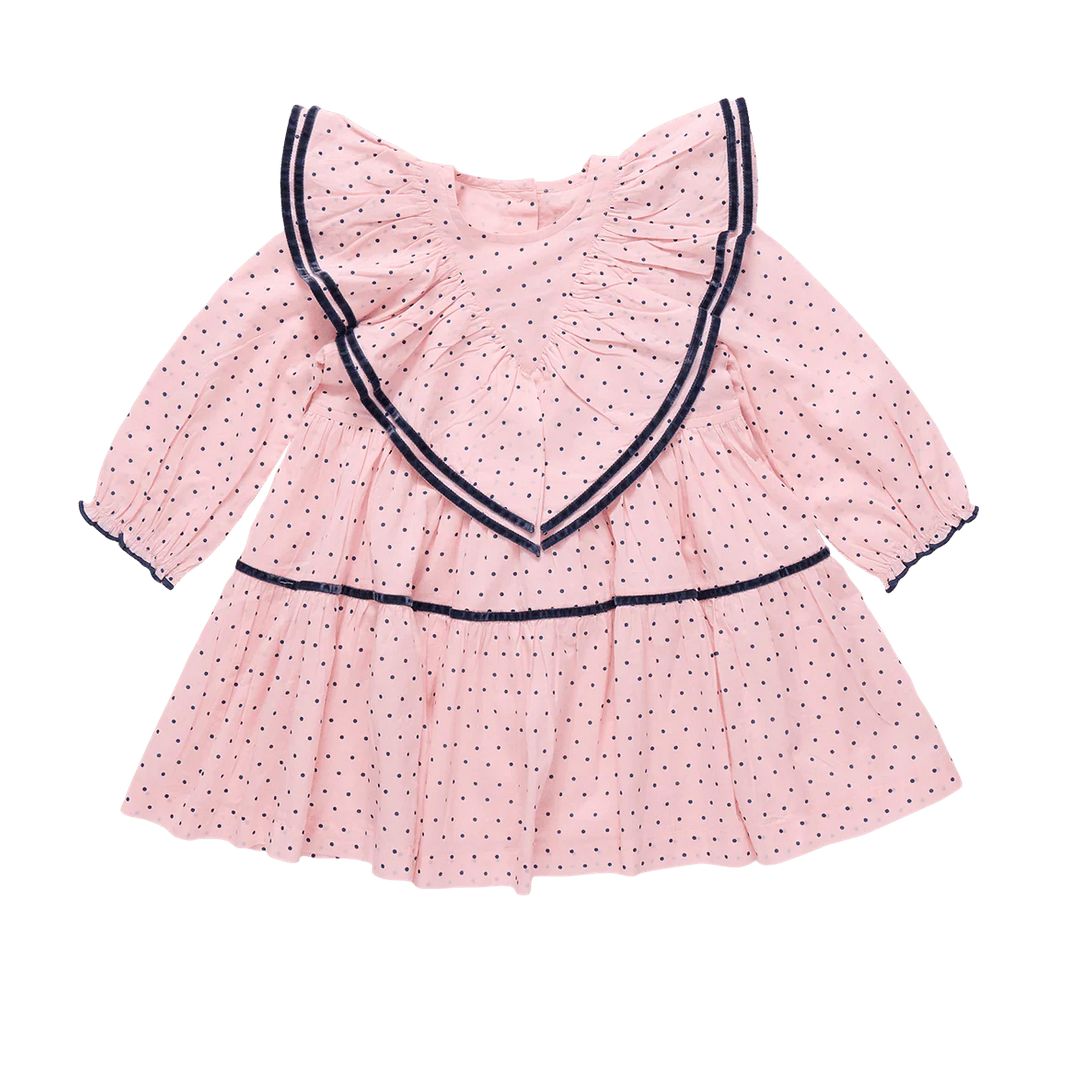 girls raphaela dress - strawberry cream polka dot