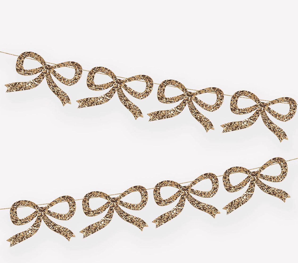 gold glitter bow garland