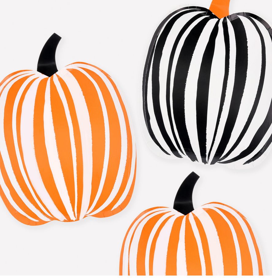 stripe pumpkin plates
