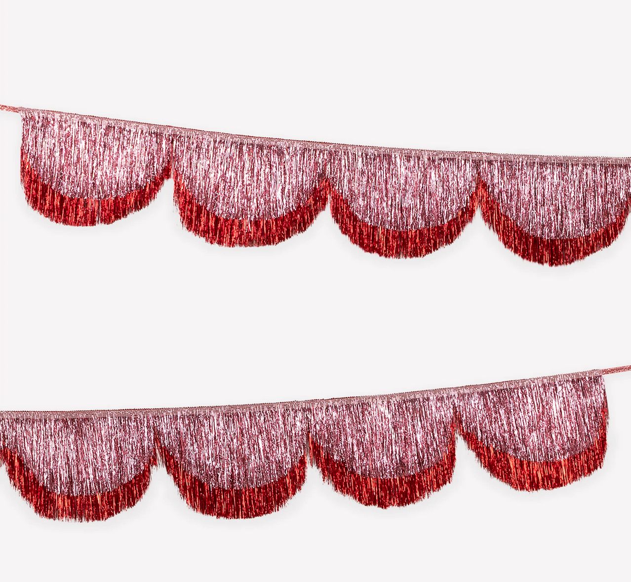 pink tinsel scallop garland