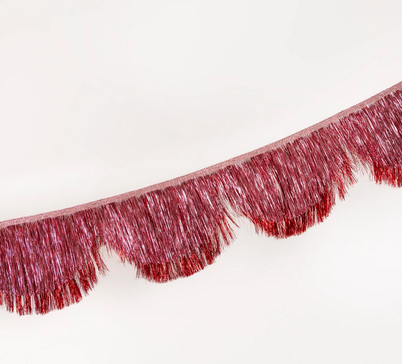pink tinsel scallop garland