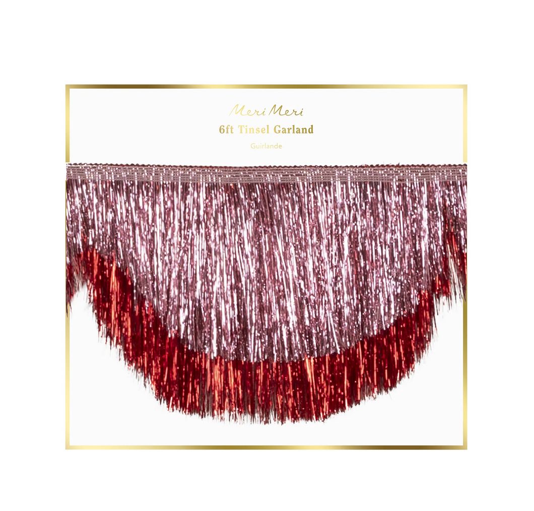 pink tinsel scallop garland