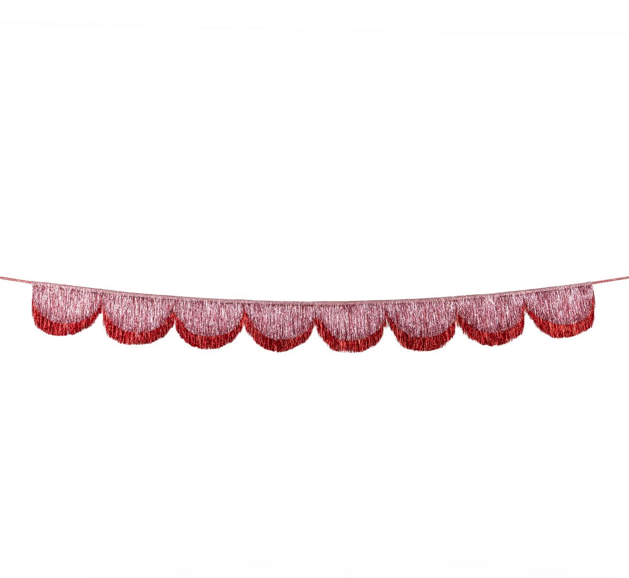pink tinsel scallop garland