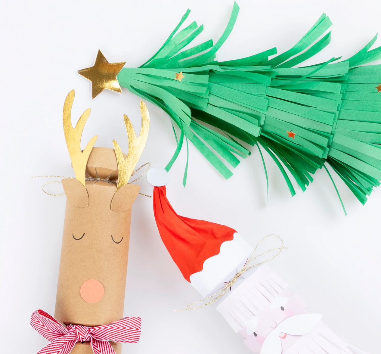 santa, reindeer &amp; tree crackers