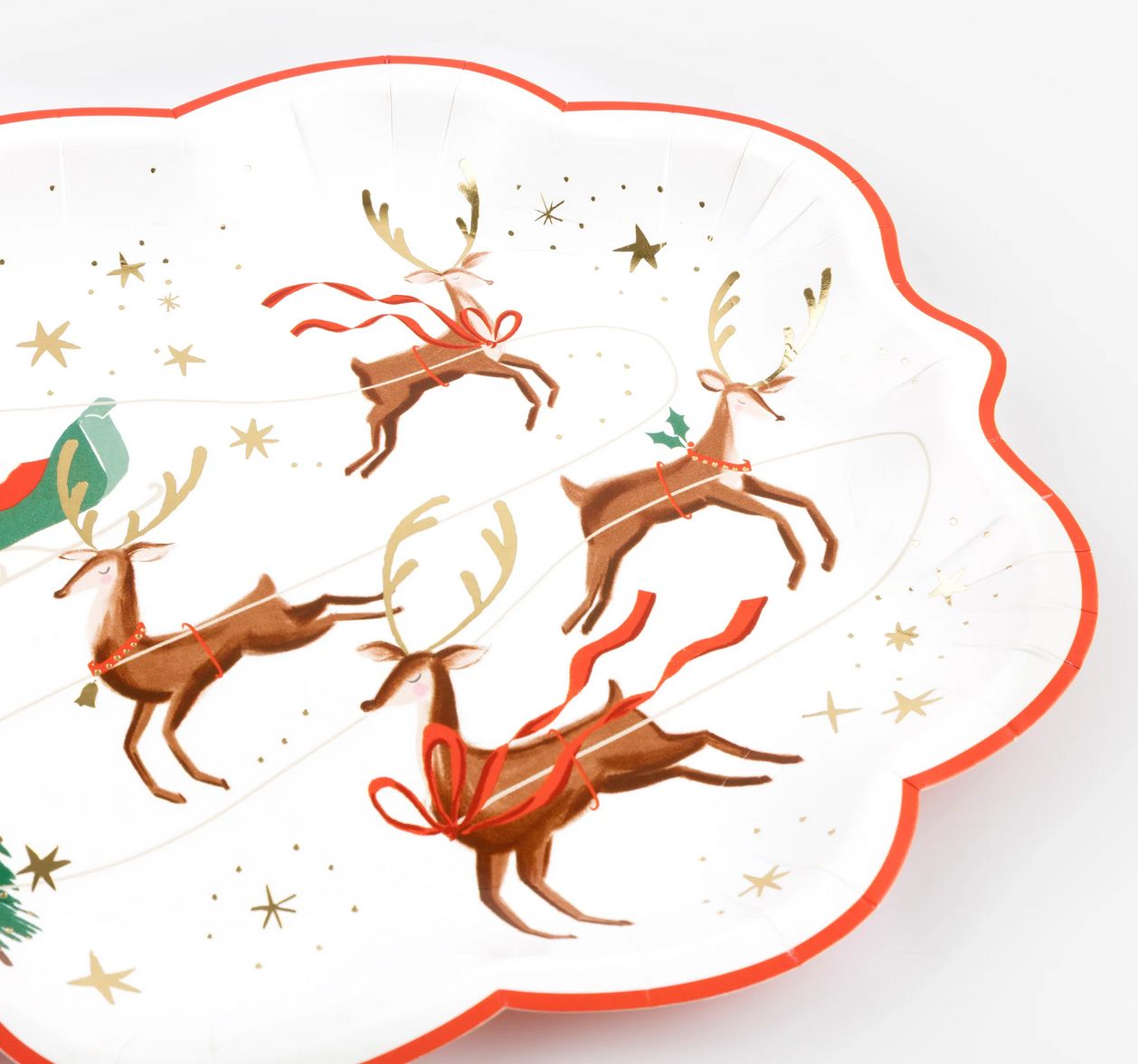 santa, sleigh &amp; reindeer plates