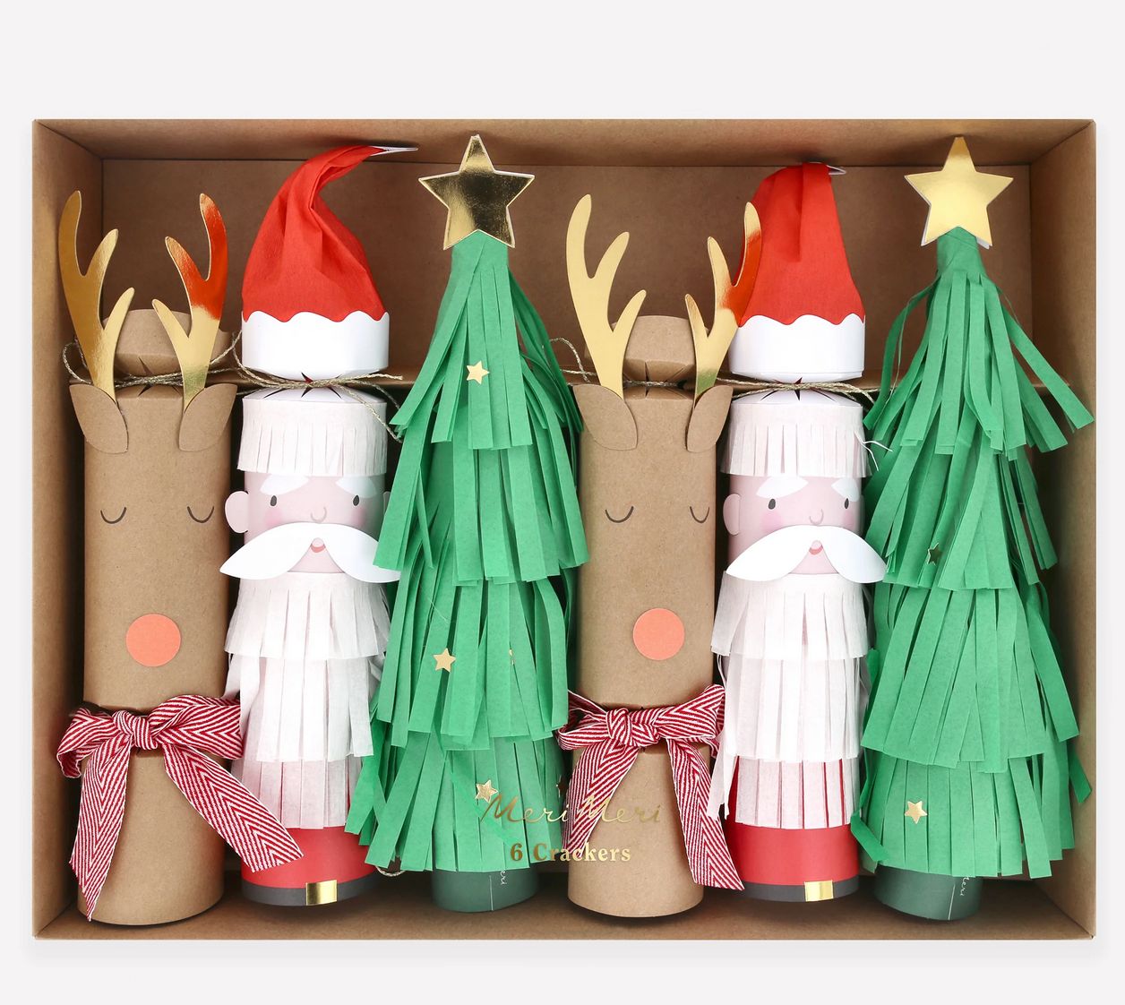 santa, reindeer &amp; tree crackers