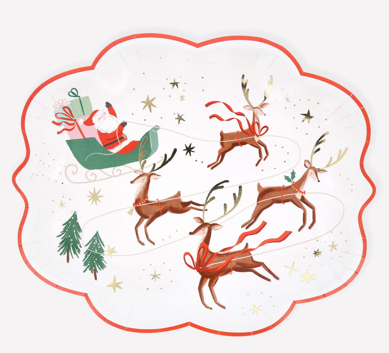 santa, sleigh &amp; reindeer plates