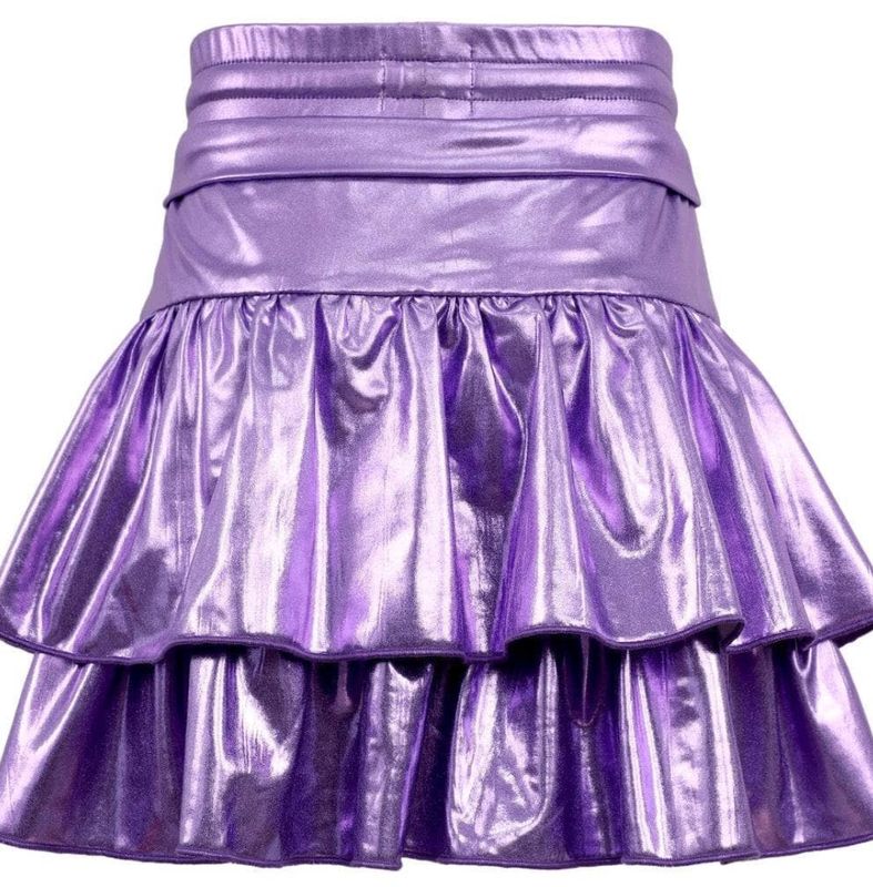 metallic ruffle skort