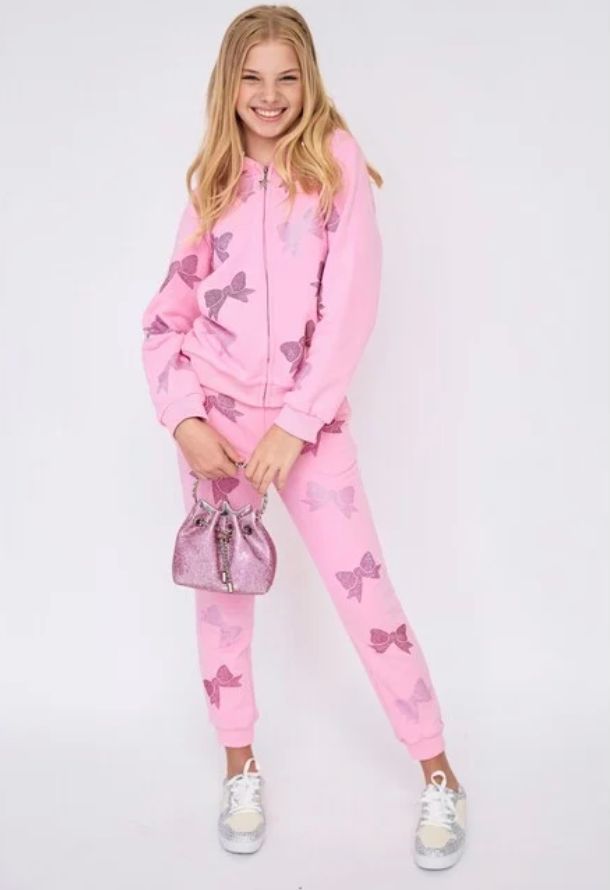 crystal bow set - pink