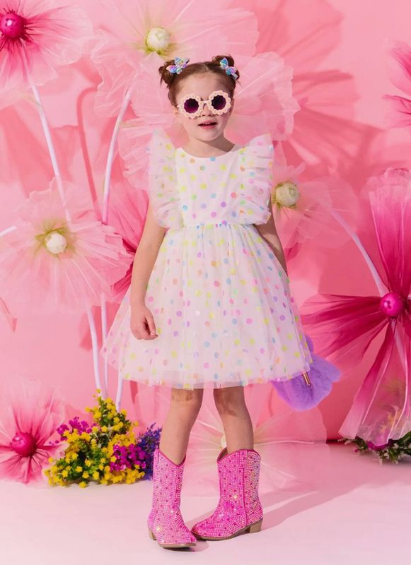 rainbow confetti tulle dress