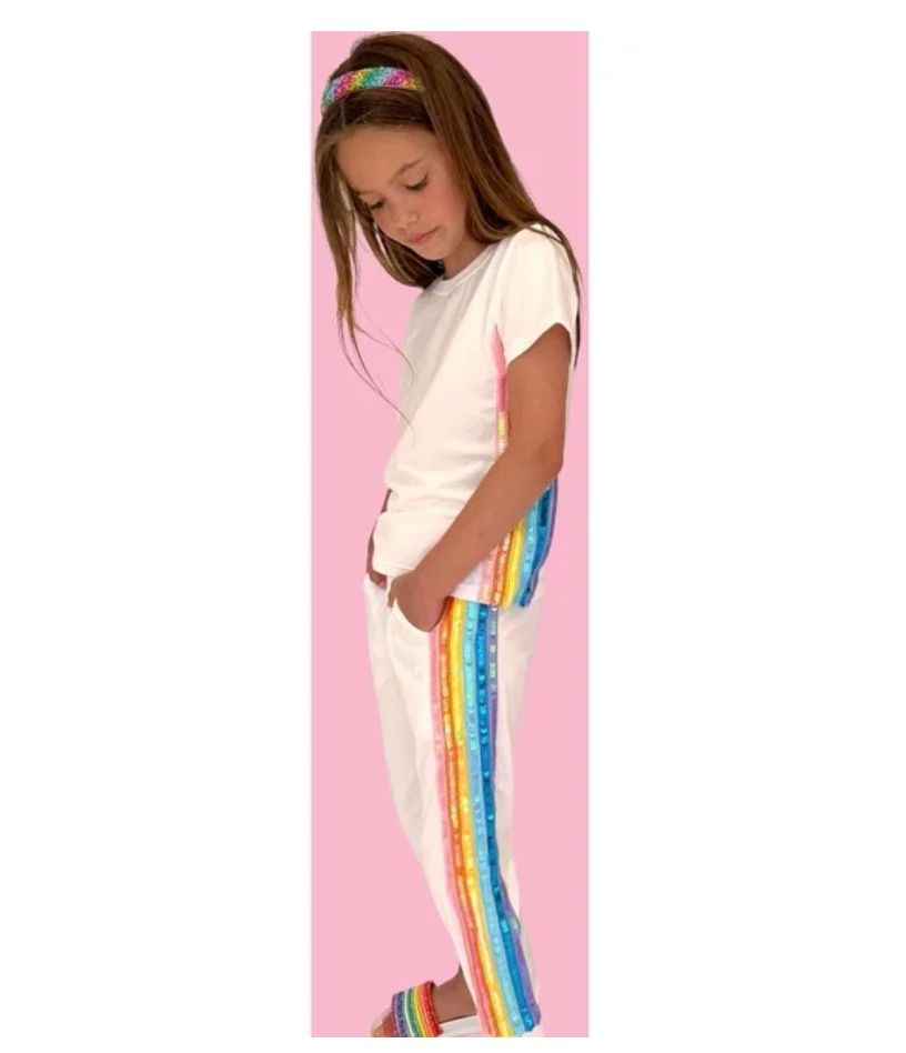 rainbow striped set - cream