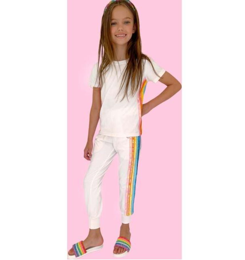 rainbow striped set - cream