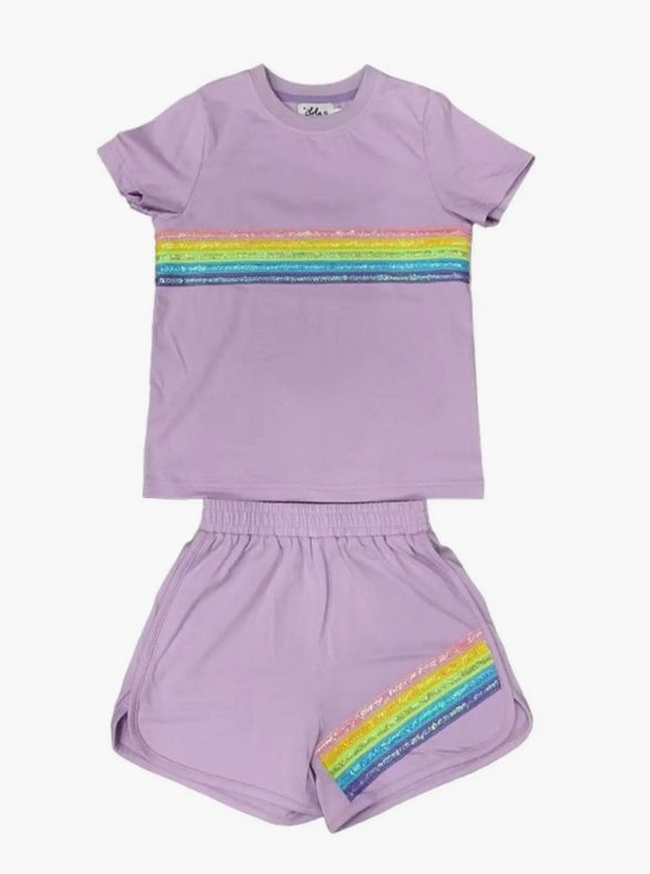 rainbow sequin set - lavender
