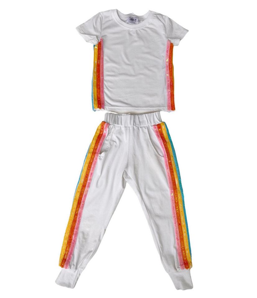 rainbow striped set - cream