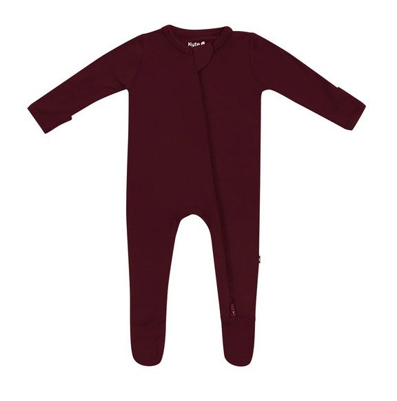 zippered footie- burgundy