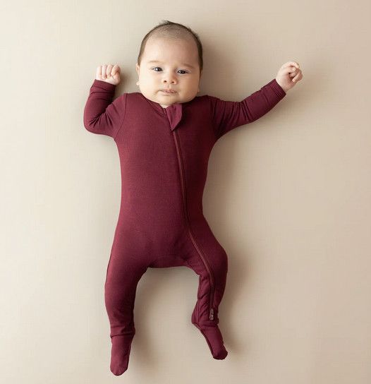 zippered footie- burgundy