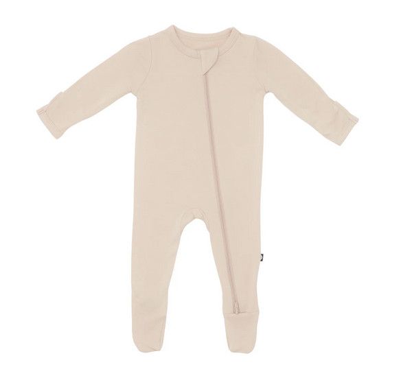 zippered footie- bisque