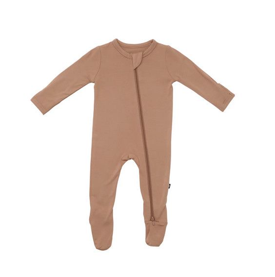zippered footie- latte