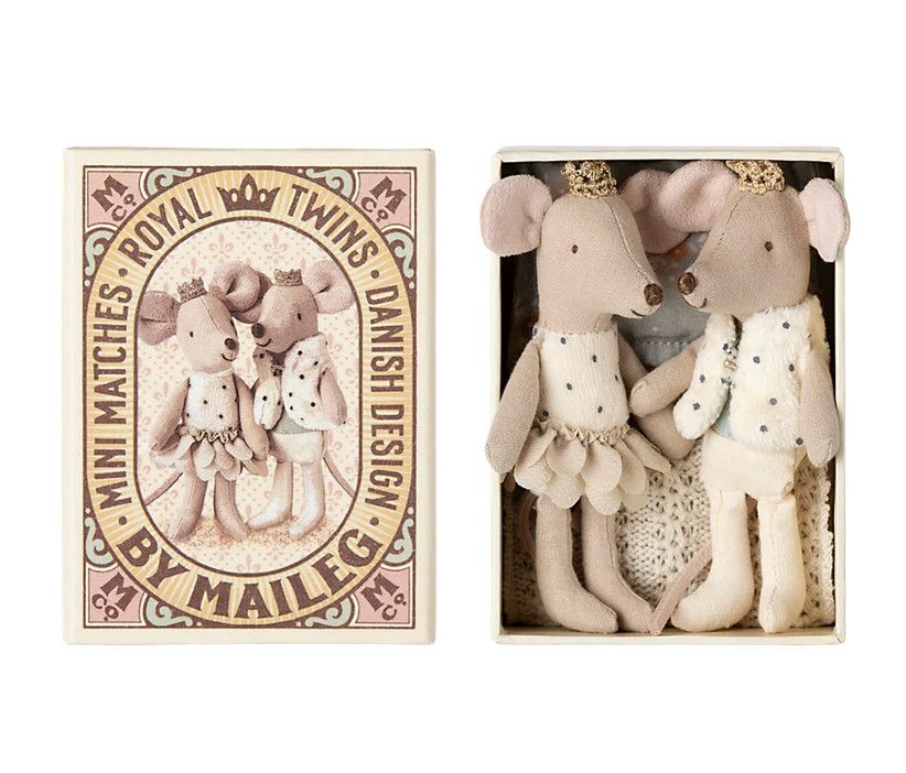 royal twins mice, little sister and brother in box