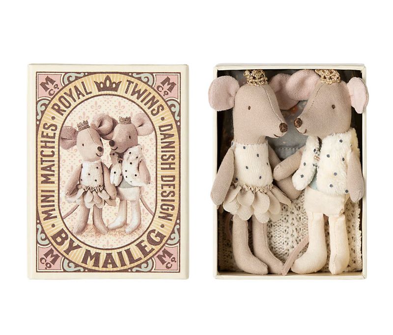 royal twins mice, little sister and brother in box