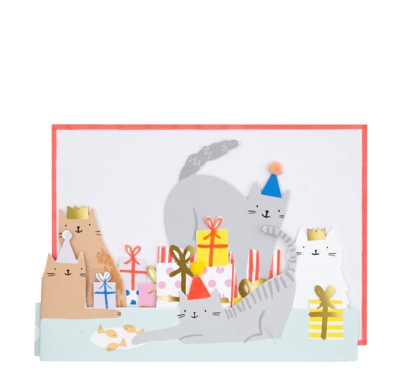 cat party birthday card