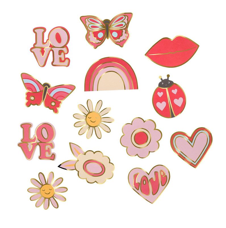 groovy love shaped stickers