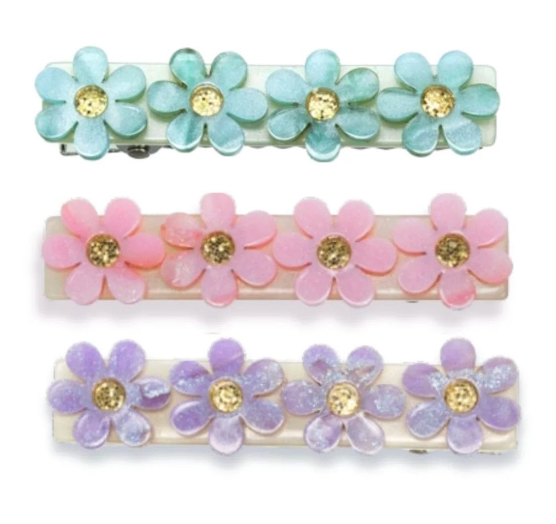 multi daisies/flower hairclips (set of 3)