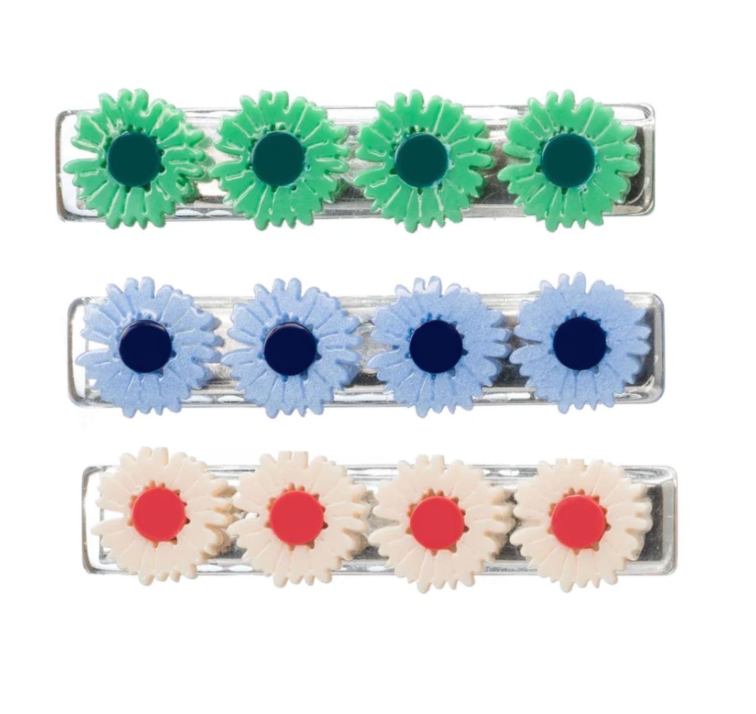 multi daisies/flower hairclips (set of 3)
