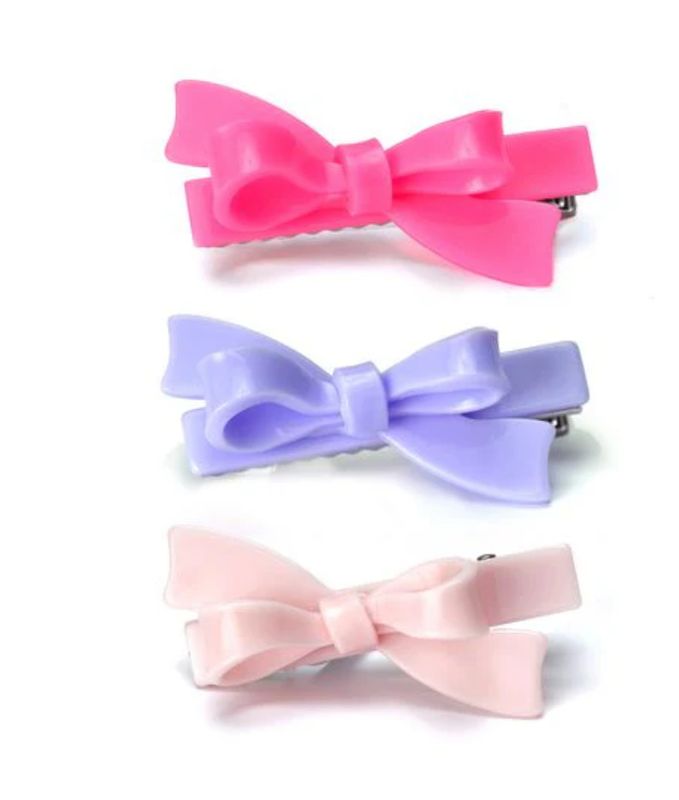 bows purple pink neon hairclips