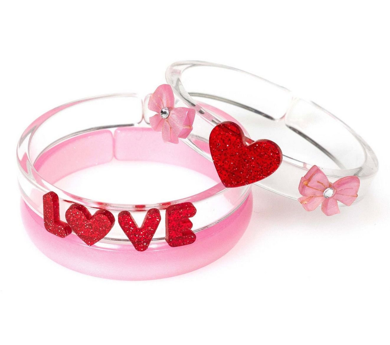 love pink &amp; red glitter bangles