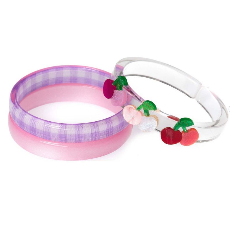 cherry pink &amp; red checkered bangles