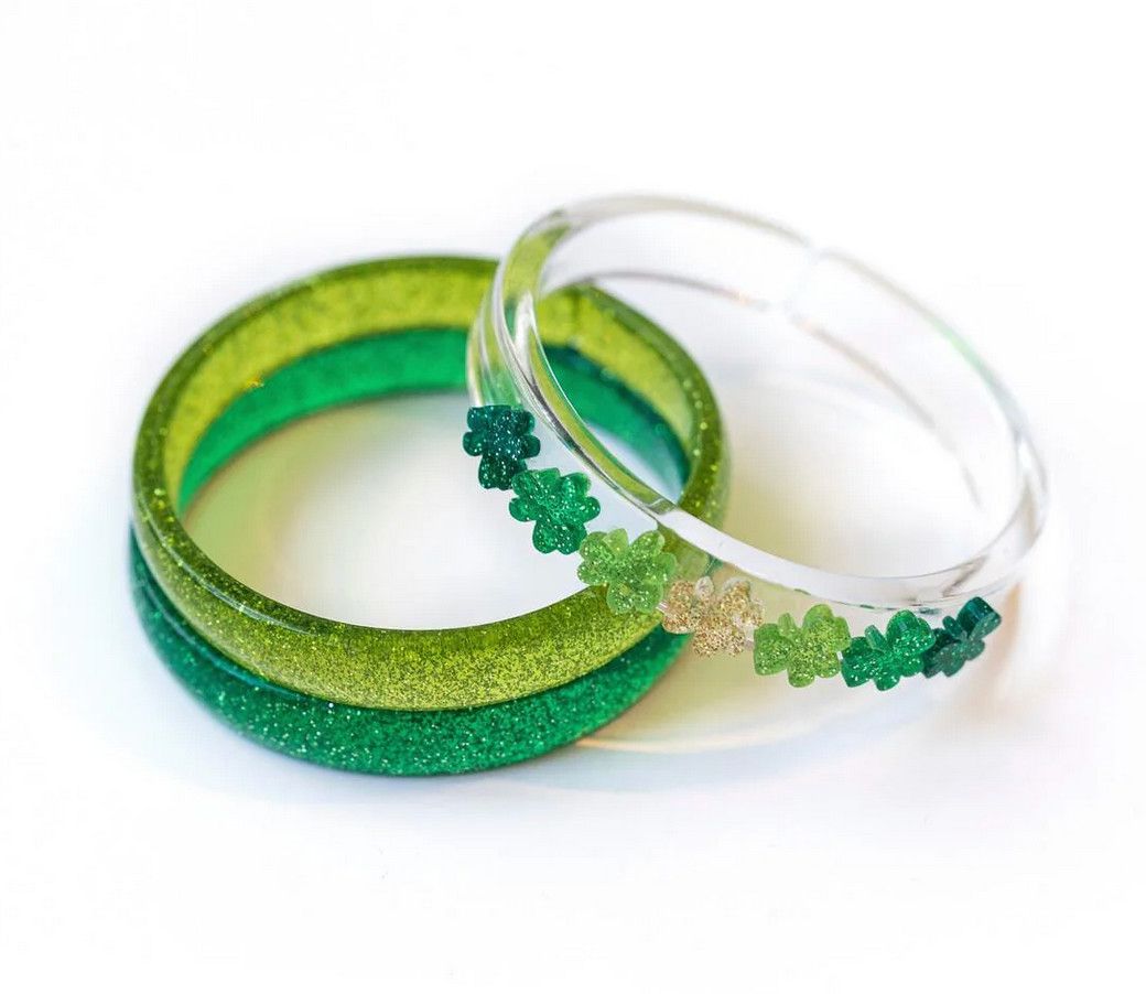 lucky glitter green bangles