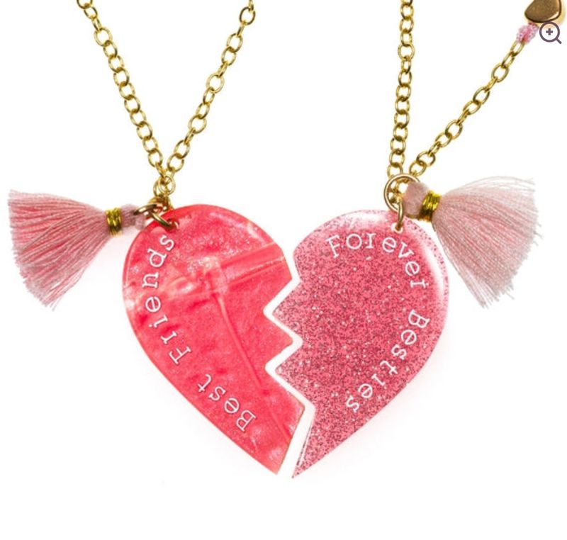 best friends forever pink glitter necklaces (2)