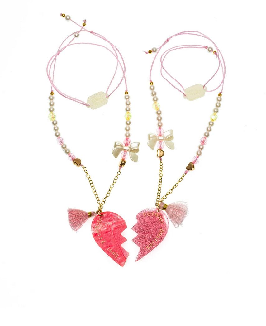 best friends forever pink glitter necklaces (2)