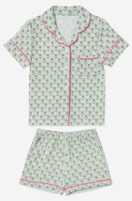 tulip print pajama short set