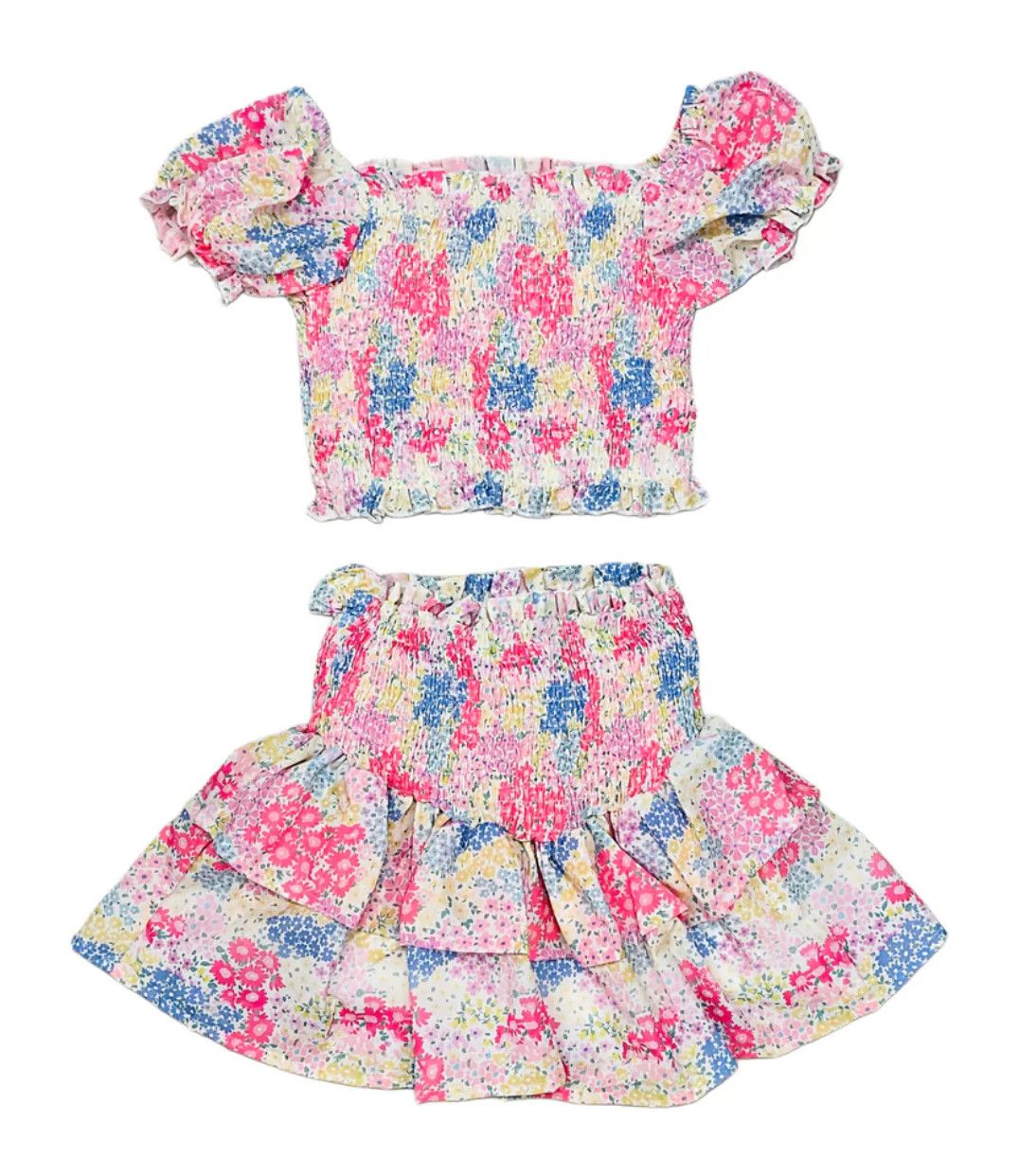 blooming ditsy smocked skirt set