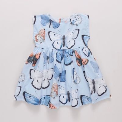 girls adaline dress - blue vintage butterflies
