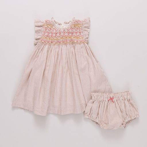 baby girls stevie dress - tawny brown stripe, Color: brown stripe, Size: 6/12M