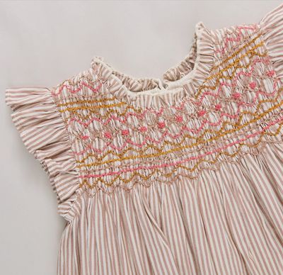 baby girls stevie dress - tawny brown stripe