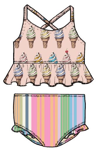 girls joy tankini - multi soft serve, Color: soft serve, Size: 2Y